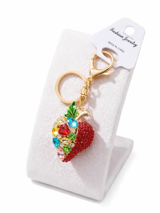 Брелок яблоко со стразами keychain для сумки и ключей аксессуар