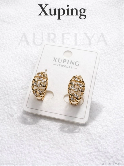 Серьги-кольца Xuping медицинская сталь, гипоаллергенные, золотой цвет — 1AURELI-XUPPINGQIMMAT-ЗОЛХАКИ