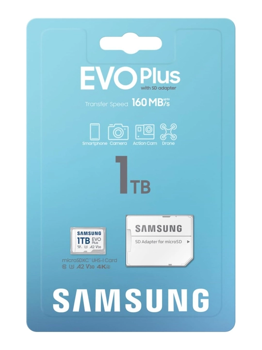 Samsung EVO Plus Карта памяти 64GB, 128GB, 256GB, 512GB, 1TB Micro SD, флешка class10
