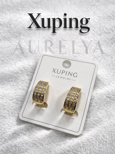 Серьги-кольца Xuping медицинская сталь, гипоаллергенные, золотой цвет — 1AURELI-XUPPINGQIMMAT-БРОНЗ