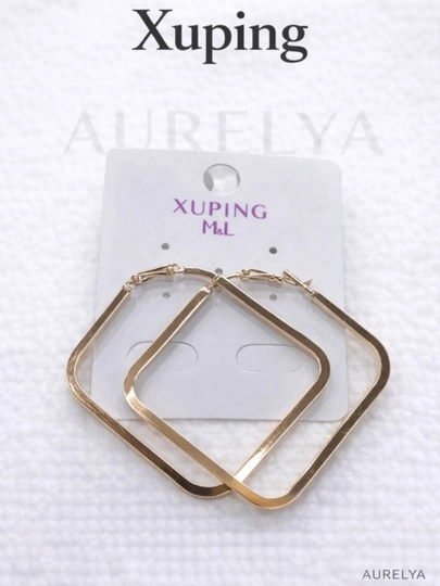 Серьги-кольца Xuping медицинская сталь, гипоаллергенные, золотой цвет — 1AURELI-XUPPINGQIMMAT-БЕЛЫЙ