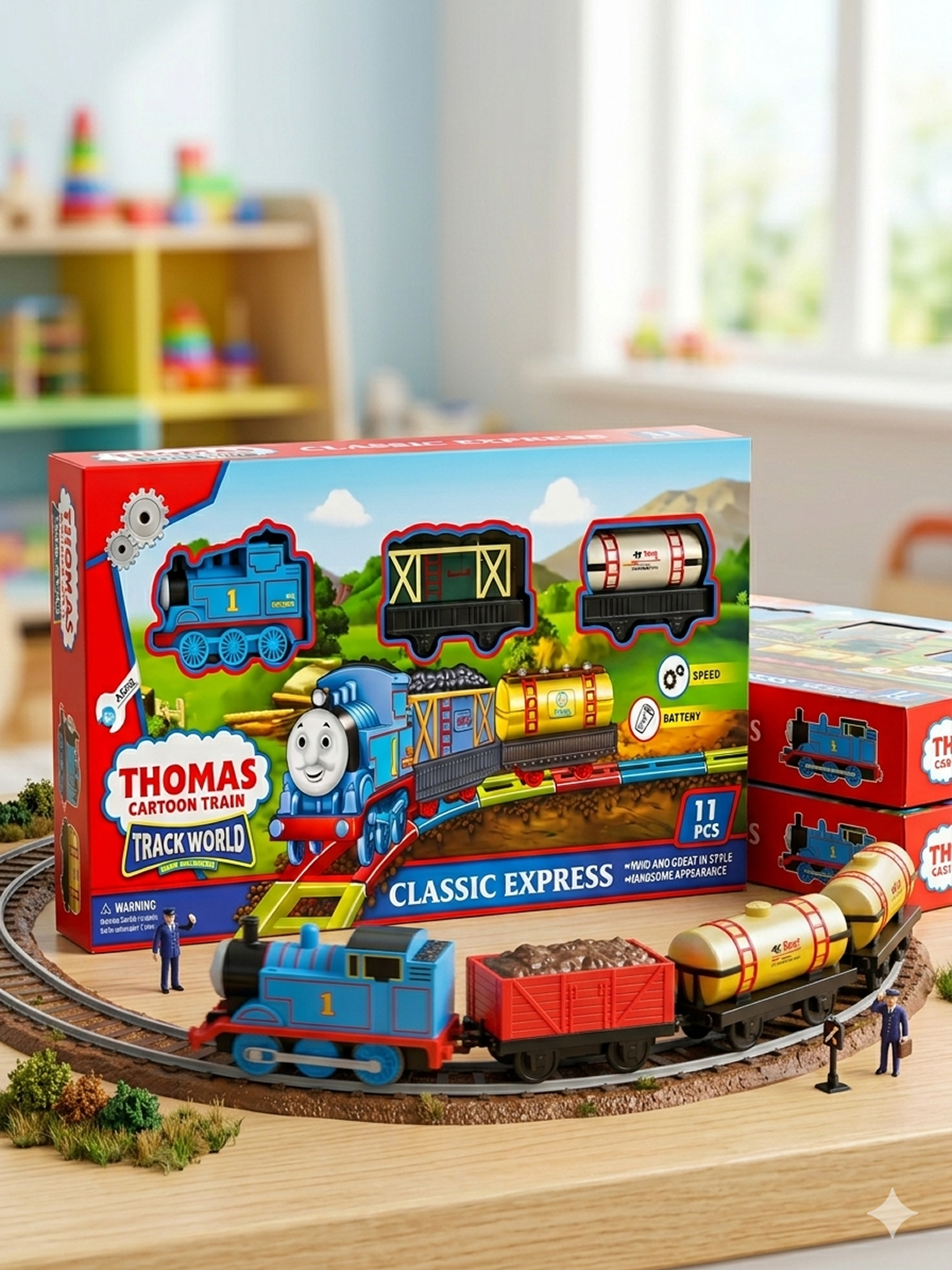 Железная дорога Thomas Track World: Скоростной Паровоз Томас и Вагоны, Игровой Набор 11 шт - 