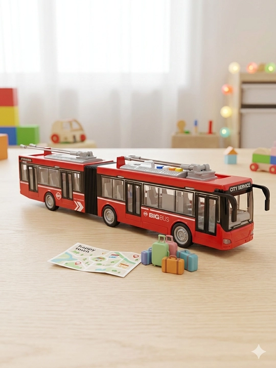 Большой Инерционный Автобус-Гармошка Shuttle Bus 1:16: Со Светом и Звуком для Мальчиков - 