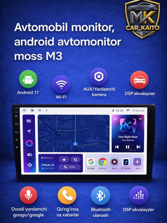 Автомобильный монитор Android MOSS M3, monitor avto, avto monitor, авто монитор - 