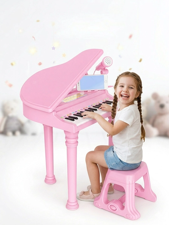 Mikrofon va stulchali Baoli bolalar musiqiy royalpianinosi, qo‘shiqlarni yozish funksiyasi