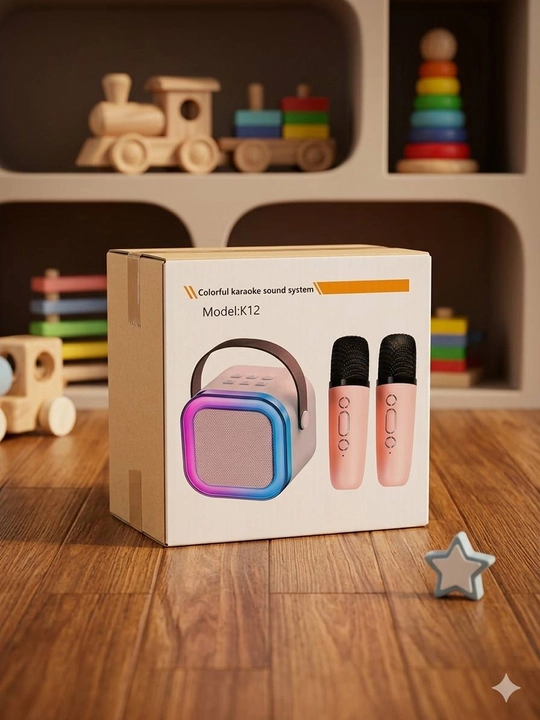 K12 bolalar uchun simsiz karaoke tizimi, ikkita mikrofoni, Bluetooth va chiroqli kalonkasi - 