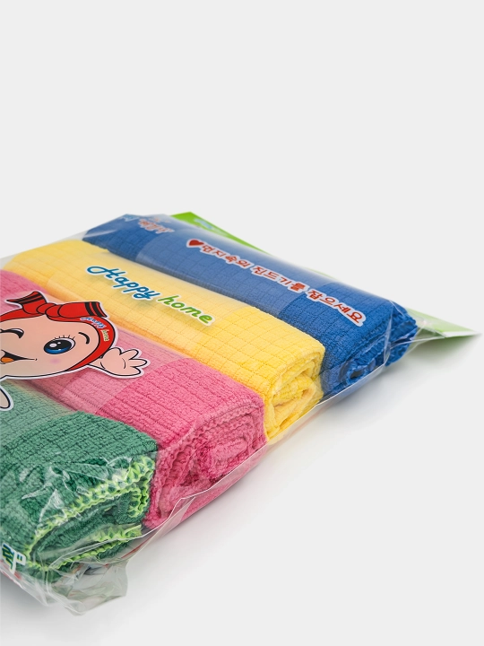 Koreyscha salfetkalar, mikrofiber, uyni tozalash uchun Happy Home Plus Micro Fiber, 4 dona