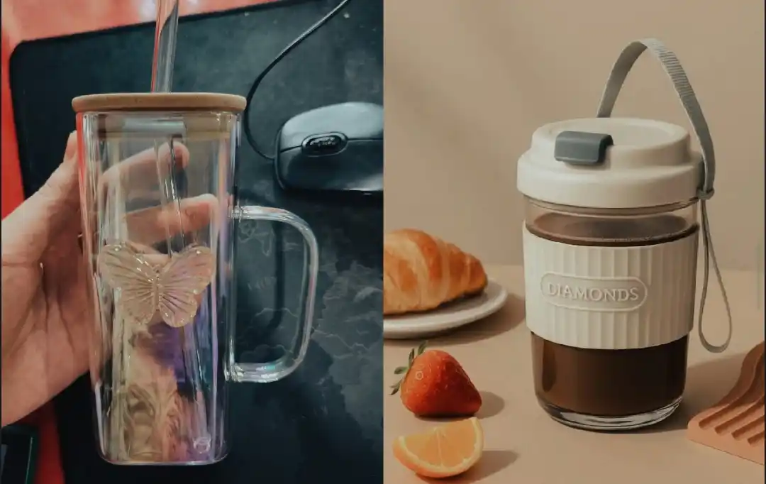 Trubochkali stakan, kapalaklar bilan, shisha stakan trubocha bilan, Butterfly, 500, 350 ml