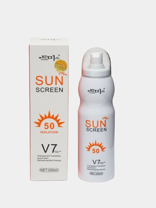 Quyoshdan himoya qiluvchi sprey kremi, 50 spf Quyosh ekrani V7, 200 ml