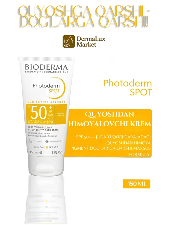 Pigment dog‘lariga qarshi quyoshdan himoyalovchi krem,rangsiz-Photoderm Spot SPF 50+ 150ml - 