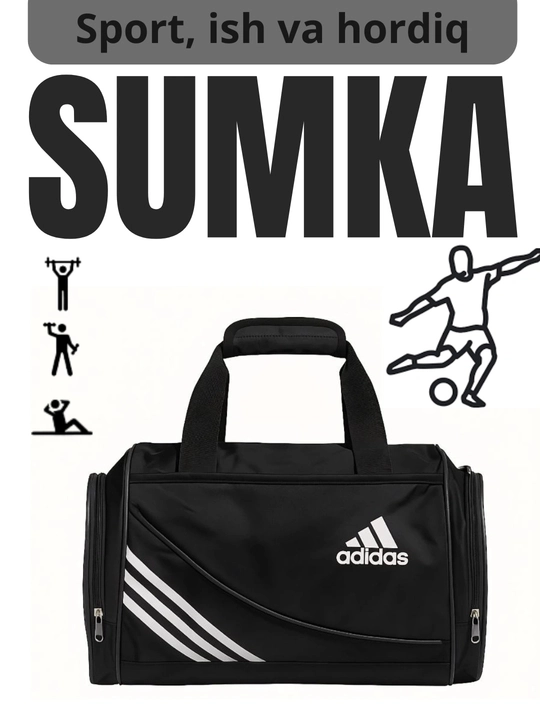 Sport sumkasi, kundalik va sayohat uchun, Adidas, erkaklar va ayollar uchun