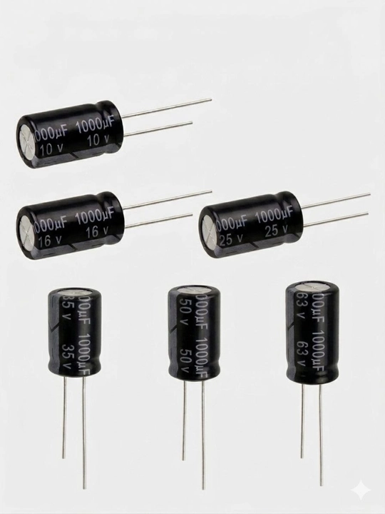 1000 мкФ 10V–63V elektrolitik kondensatorlar to‘plami, 5 dona