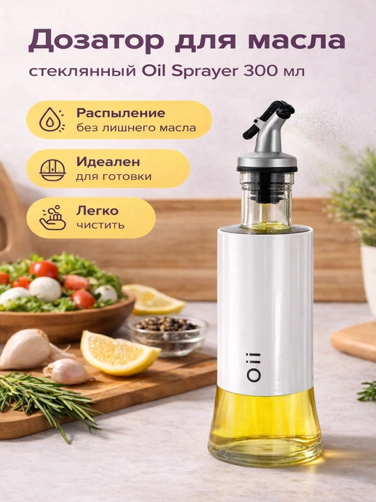 Диспенсер для масла стеклянный с дозатором, бутылка для уксуса и соусов - 