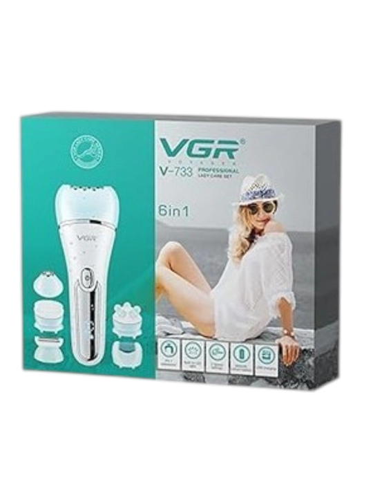 Professional epilyator modeli VGR V-733 simsiz, 6 si 1xil nasadka ayollar tanasi uchun