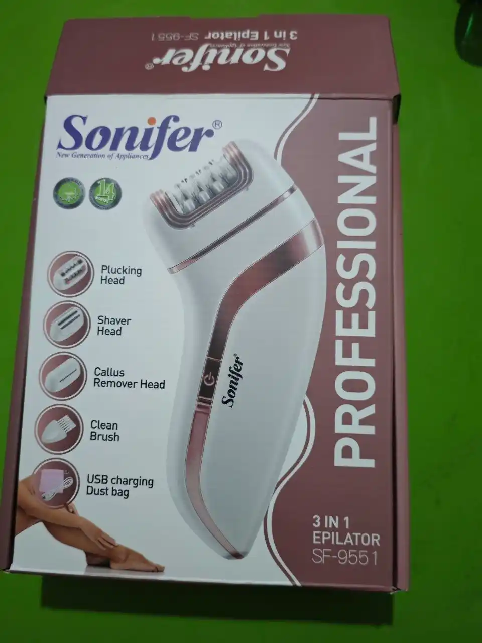 Sonifer SF-9551 3 в 1 эпилятор - беспроводной, с подсветкой, для всего тела, USB-зарядка
