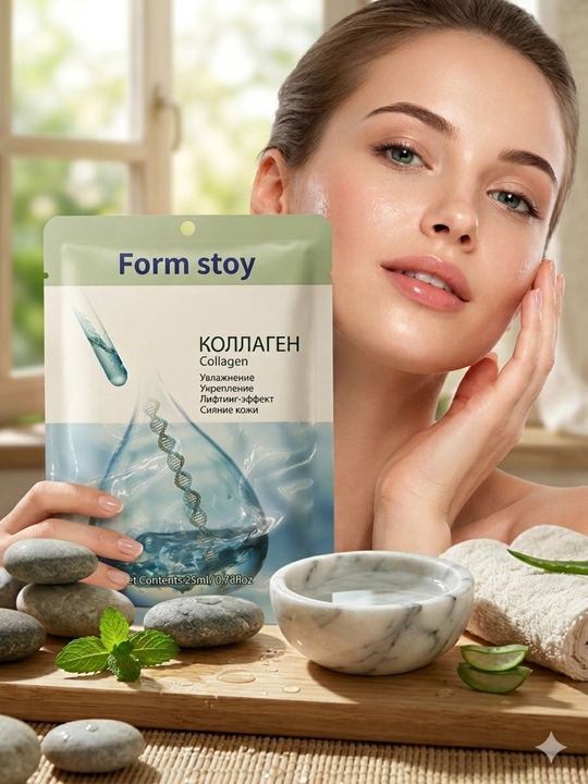 Form Stoy Collagen тканевая маска для лица – увлажнение и лифтинг, 25 мл - 