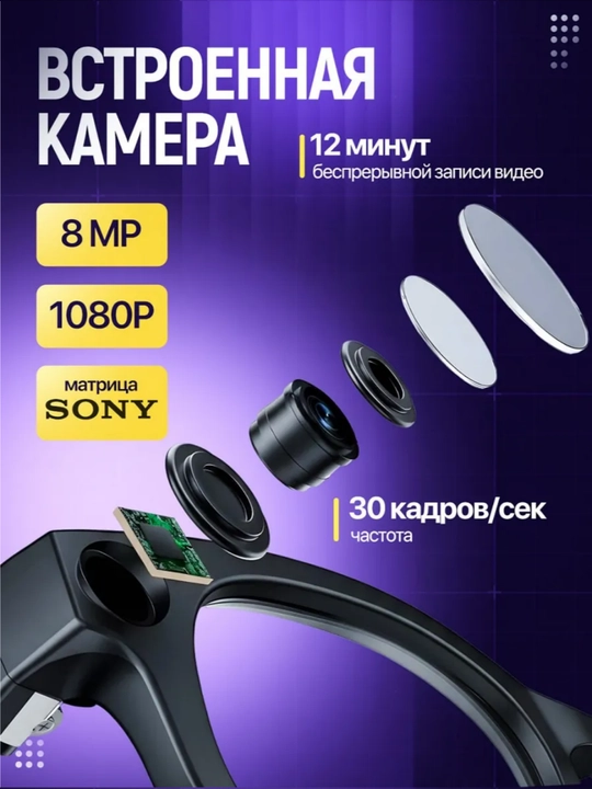 Смарт умные очки с камерой 8 Мегапикселей 1080p HD, искусственный интеллект (AI)