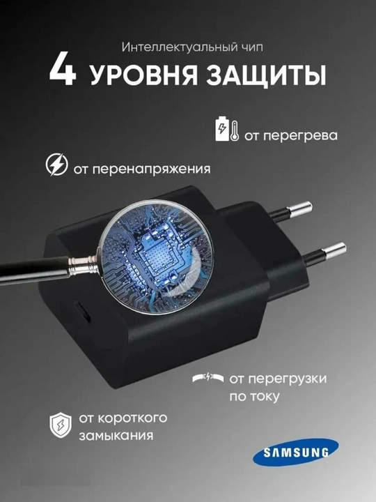 Samsung 65W PD Power Adapter Trio zaryadlash qurilmasi va Type-C kabeli