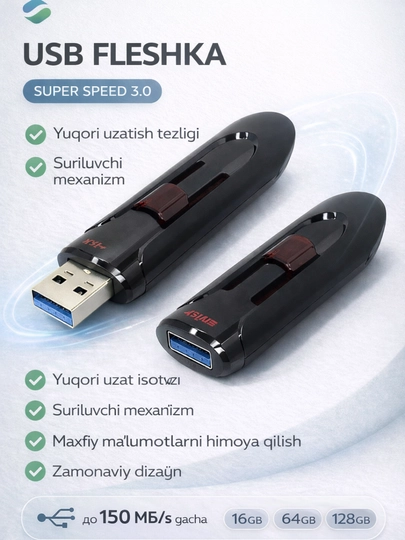 Флешка SanDisk Cruzer Glide 3.0 ORG, 16 ГБ, высокоскоростная