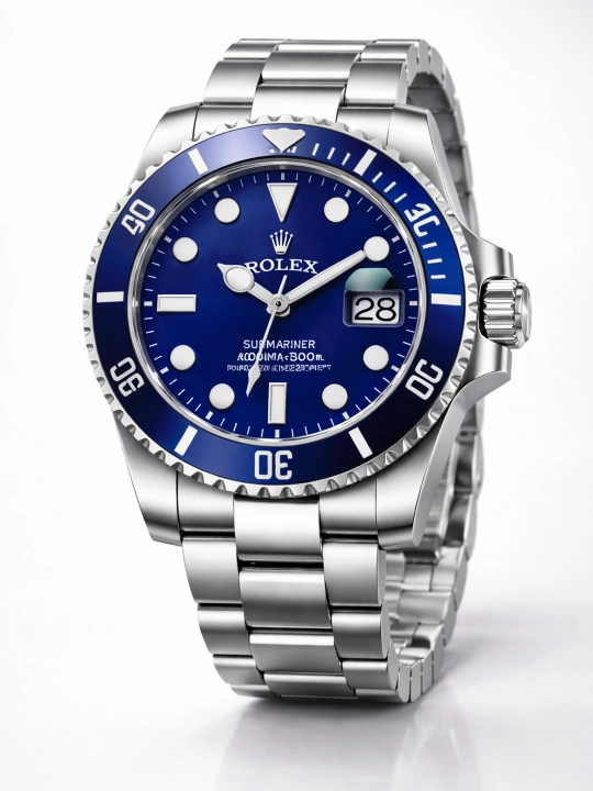 Часы Rolex мужские, металлический браслет, зелёный чёрный синий, подарочная коробка - 