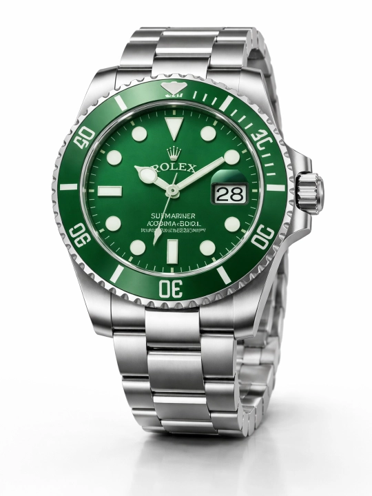 Часы Rolex мужские, металлический браслет, зелёный чёрный синий, подарочная коробка - 