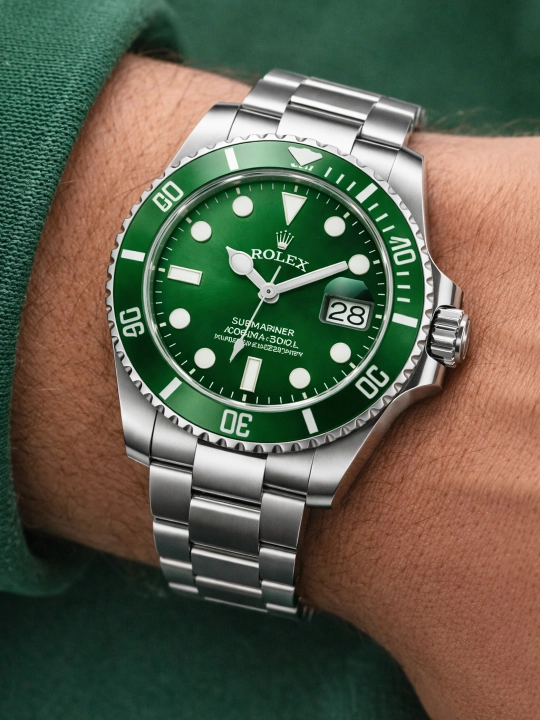 Rolex erkaklar qo‘l soati metall, yashil qora ko‘k rang, sovg‘a qutisi bilan