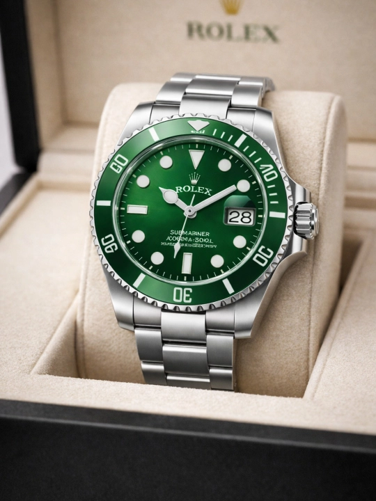 Rolex erkaklar qo‘l soati metall, yashil qora ko‘k rang, sovg‘a qutisi bilan