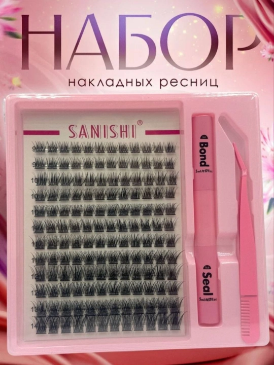 SANISHI 3D effektli ulama kipriklar to‘plami (kley, taroq va pinset bilan) - 