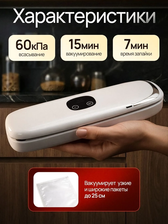 Вакууматор для продуктов + 10 пакетов, вакуумный упаковщик мощный, вакууматор
