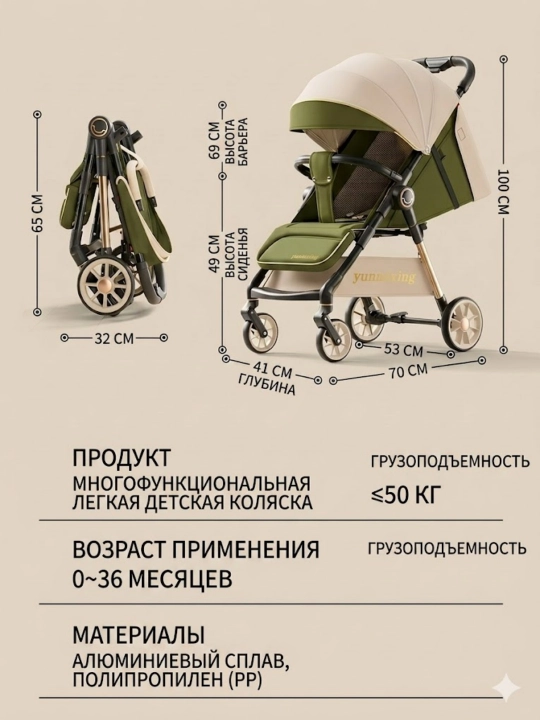 Прогулочная коляска с вентиляцией и козырьком, для всех сезонов