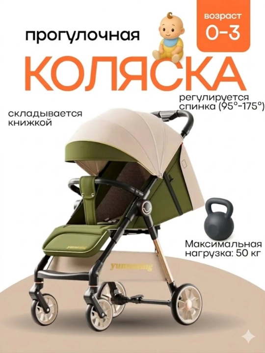 Прогулочная коляска с вентиляцией и козырьком, для всех сезонов - 