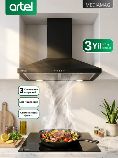 Вытяжка Artel Prima 0860L 400 м/час, механическая — 333-AP0860L-ЧЕРН