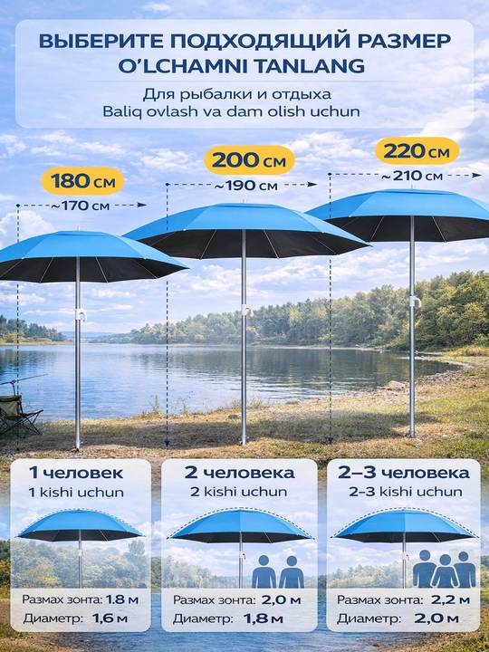 Зонт для рыбалки, большой, складной, от солнца и дождя для пикника