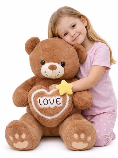 Мягкий плюшевый мишка с сердцем – милый подарок и игрушка — NINEST9-KATTALOVE-КОРИЧН-ktlvay9