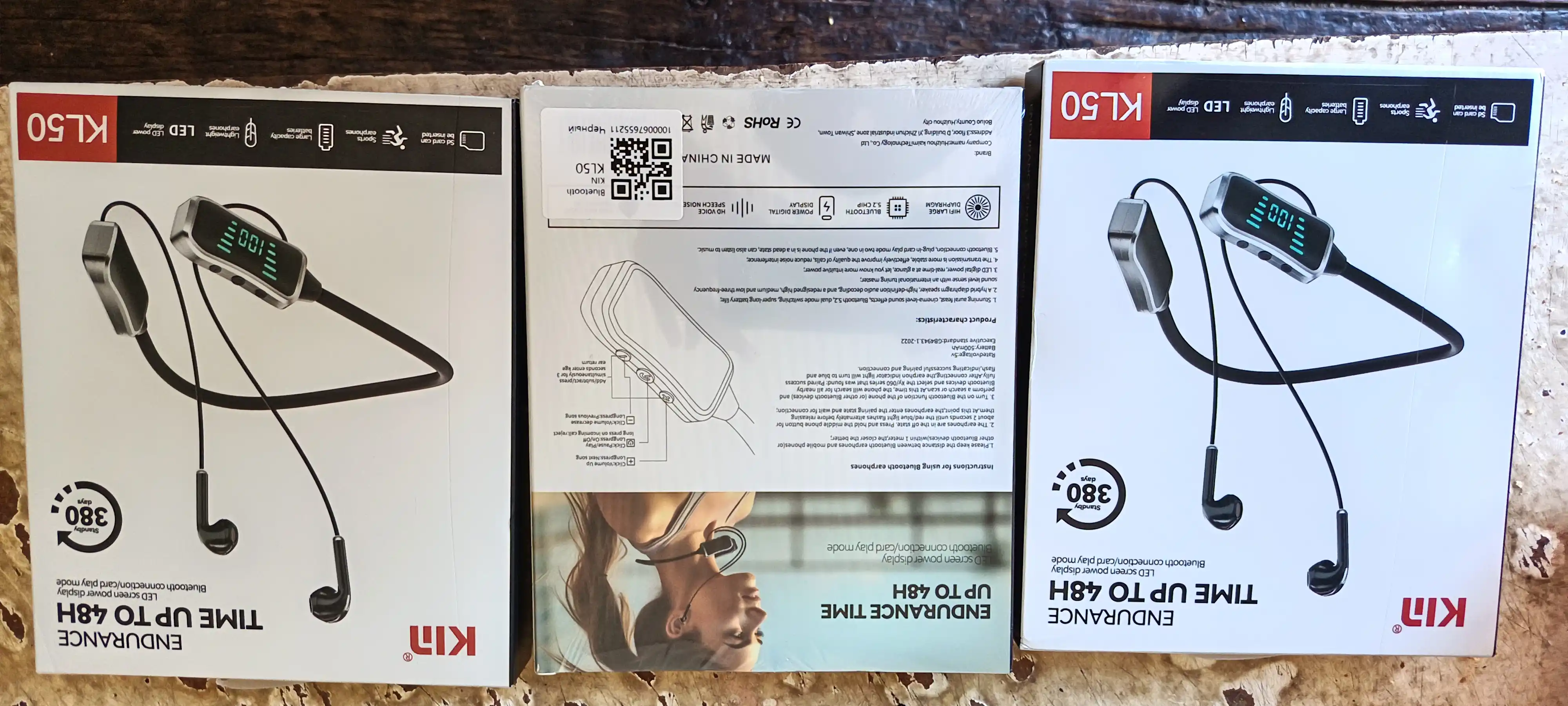 Simsiz quloqchin KIN KL50/118 Bluetooth 5.4, LED displey, 400 mAh batareya, TF-karta