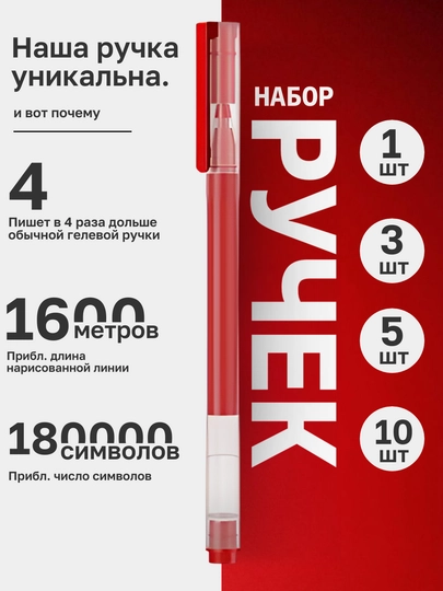 Ручка Xiaomi толщина 0,5 мм гелевая, черная, красная — GADJET9-13510-КРАСН-1ШТУК