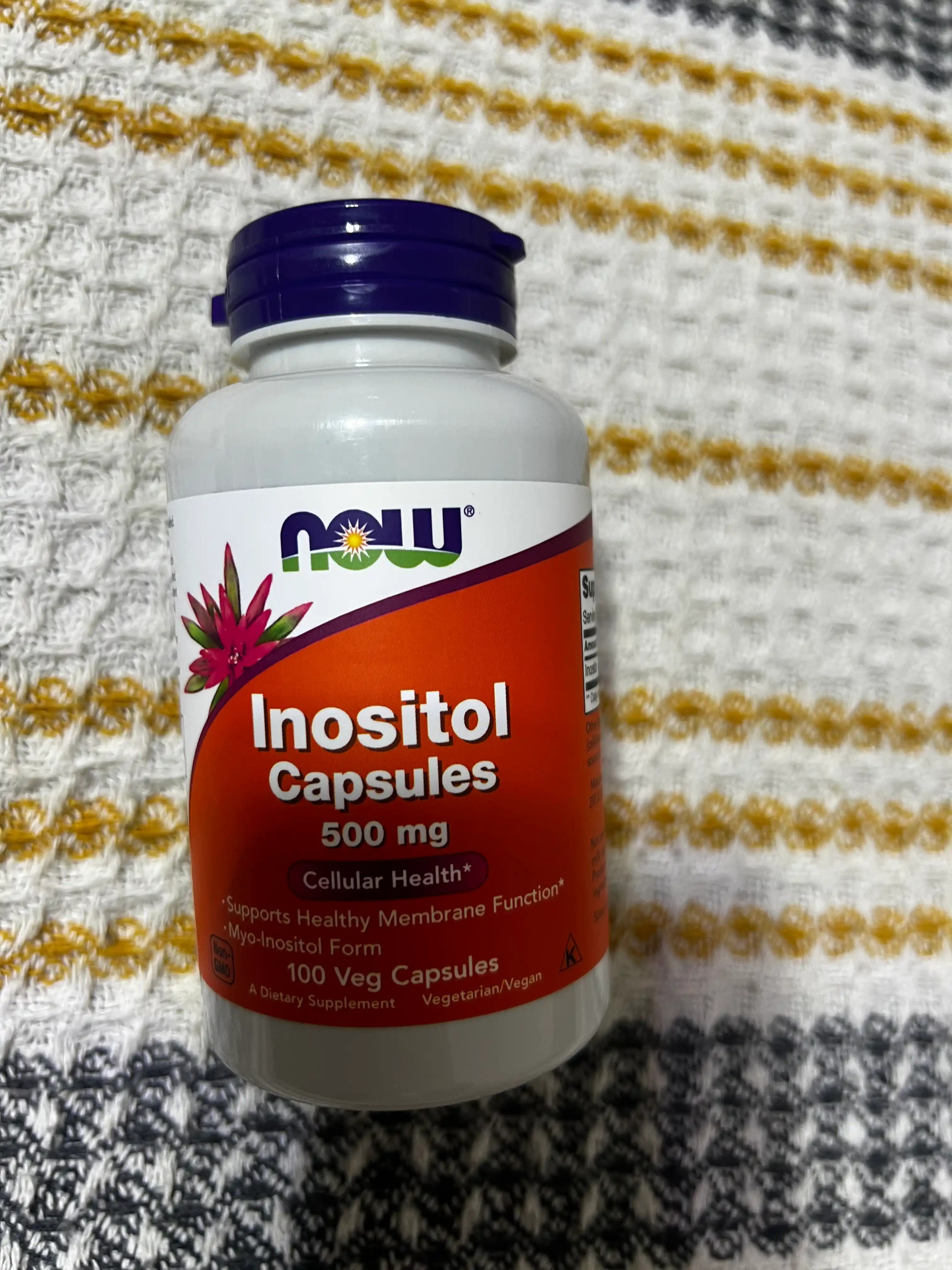 NOW Supplements, Inositol 500 mg, membrana va hujayra salomatligi, 100 kapsula Halol
