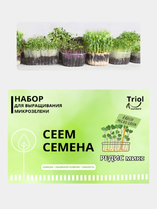 Набор прорастания микротравы, семена, льняная ткань