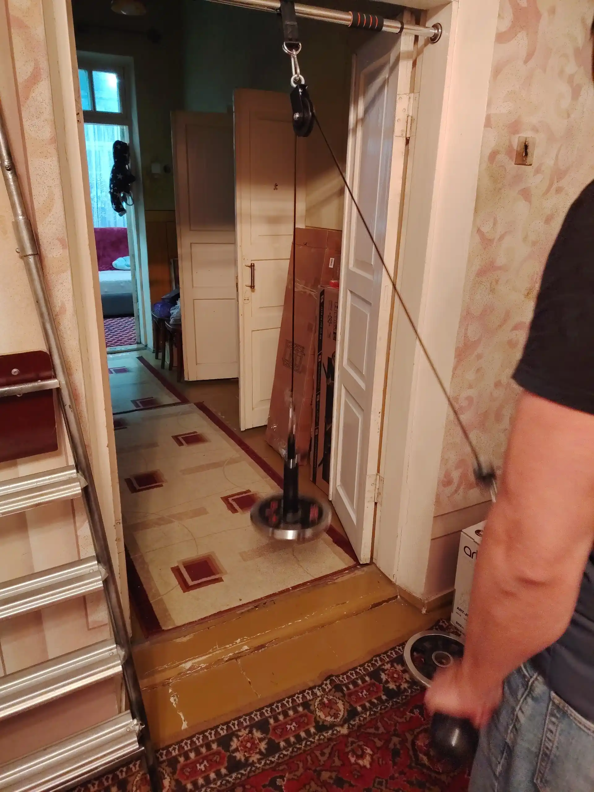 Тренажёр для дома, тяговый блочный 2 в 1, до 100 кг, напольный и подвесной, для зала