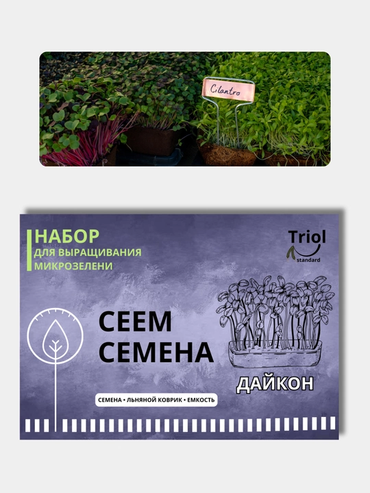 Набор для проращивания микрозелени, семена, льняной коврик
