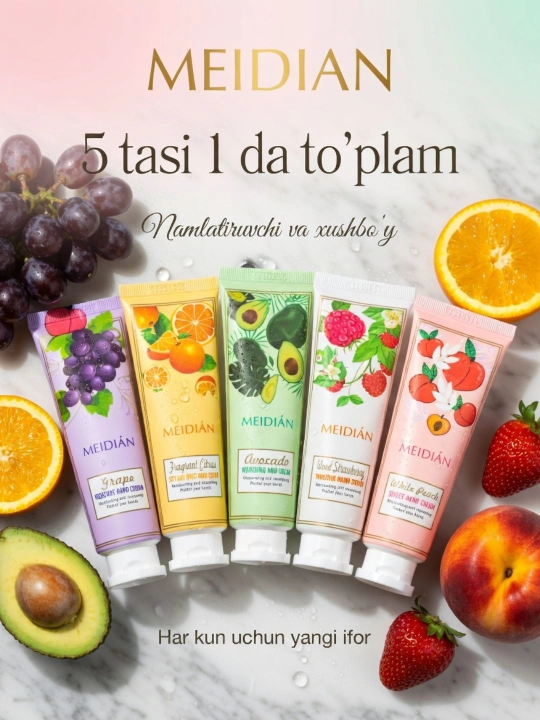 Meidian namlovchi va xushbo‘y qo‘l kremlari to‘plami, 5 ta 1 da, 30 g - 