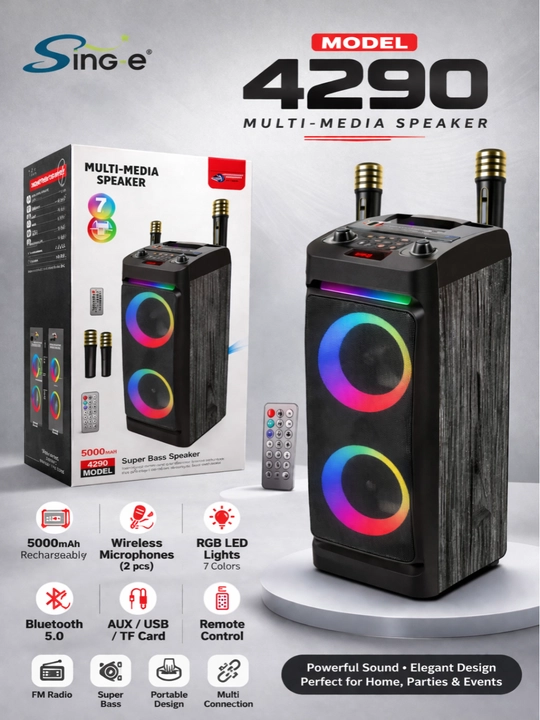 Портативная Bluetooth-колонка с микрофоном ZQS 4290.6227.6223 с яркими LED-лампами - 