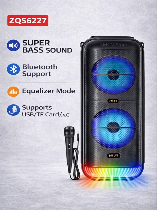 Портативная Bluetooth-колонка с микрофоном ZQS 4290.6227.6223 с яркими LED-лампами - 