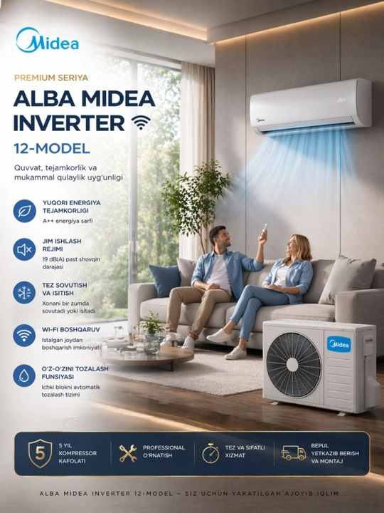 MIDEA INVERTER 12 (ALBAWF-12LV) – Современный и энергоэффективный кондиционер - 