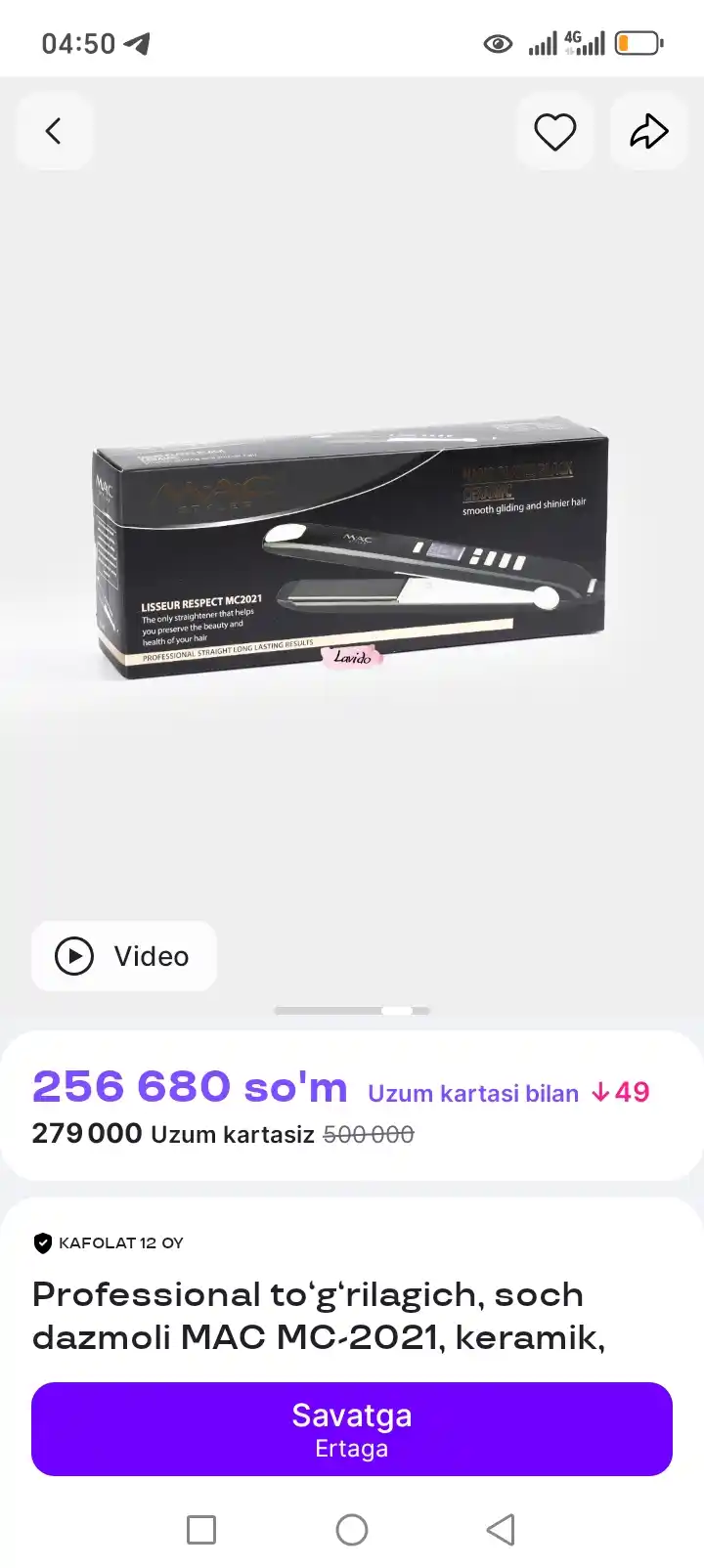 Professional to‘g‘rilagich, soch dazmoli MAC MC-2021, keramik, LCD displeyli