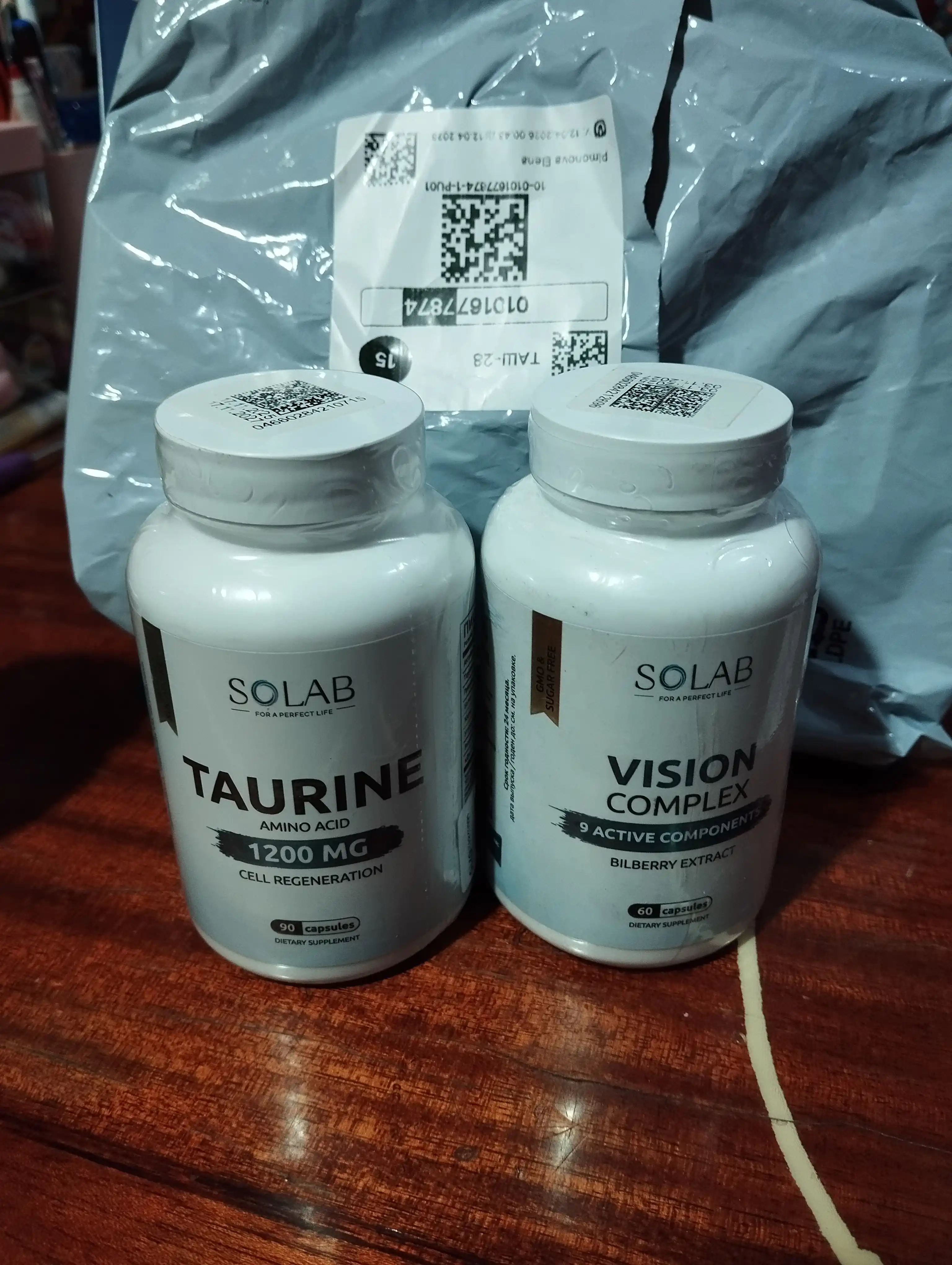 Таурин, SOLAB, 1200 мг, 90 капсул
