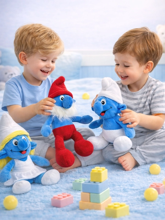 Yumshoq o‘yinchoq Smurf uslubida – bolalar uchun plush qo‘g‘irchoq, sovg‘a uchun
