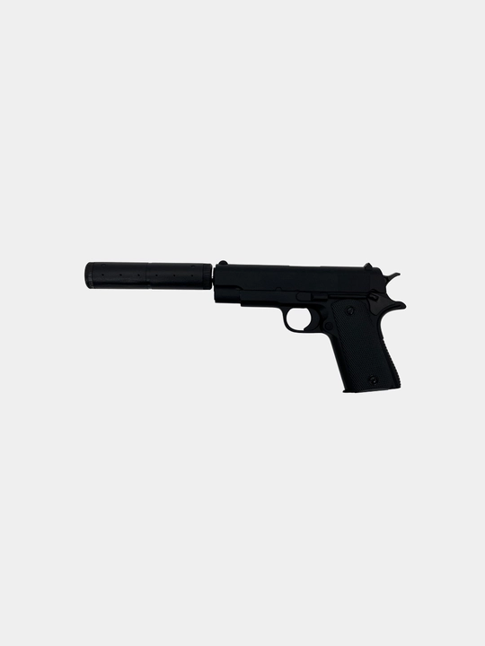 Игрушечный пистолет Airsoft Gun — Металлический корпус, с глушителем и пульками