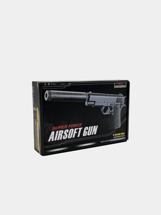 Игрушечный пистолет Airsoft Gun — Металлический корпус, с глушителем и пульками