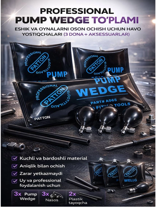 Professional Pump Wedge havo yostiqchasi-eshik va oynalarni ochish uchun to'plam - 